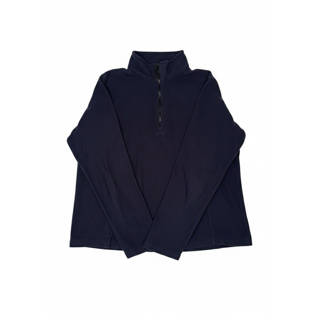 Lands End Fleece Quarter Zip Men’s Medium Polyester Navy Blue